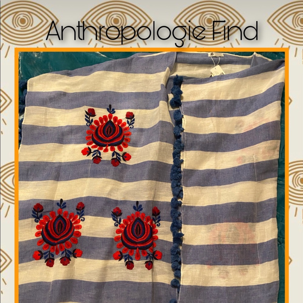 Anthropologie Citrus Accessory Embroidered Kimono